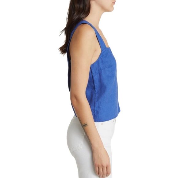 Madewell NWT Linen Crossback Top sz 0 in Bluestone - Picture 5 of 11